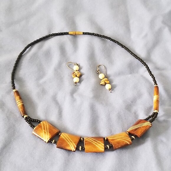 Vintage Bead for Life Brown Necklace with matching earrings - Picture 2 of 5